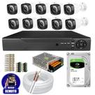 Kit Cftv 10 Câmeras Segurança Infravermelho 20 Metros Dvr Multi Hd 16ch Acesso Remoto C/HD 2TB