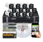 Kit CFTV 12 Câmeras HD 720P Infravermelho 20 metros DVR Intelbras MHDX 1216 S/HD + Acessórios