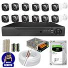Kit Cftv 12 Câmeras Segurança Infravermelho 20 Metros Dvr Multi Hd 16ch Acesso Remoto C/HD 2TB
