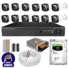 Kit Cftv 12 Câmeras Segurança Infravermelho 20 Metros Dvr Multi Hd 16ch Acesso Remoto C/HD 3TB