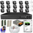 Kit Cftv 15 Câmeras Segurança Infravermelho 20 Metros Dvr Multi Hd 16ch Acesso Remoto C/HD 3TB