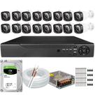 Kit Cftv 16 Câmeras Segurança Infravermelho 20 Metros Dvr Multi Hd 16ch Acesso Remoto C/hd 2tb Kit Cftv 16 Câmeras Segurança Infravermelho 20 Metros Dvr Multi Hd 16ch Acesso Remoto C/hd 2tb