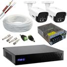 Kit cftv 2 cameras 2mp 20m imagens noturnas coloridas dvr 4 canais sem hd