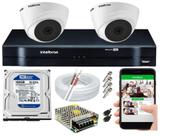 Kit Cftv 2 Câmeras de Segurança Intelbras Dome 1.0mp E Dvr Mhdx H.265 C/160gb