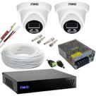 Kit cftv 2 cameras dome 2mp 20m imagens noturnas coloridas dvr 4 canais sem hd