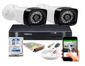 Kit CFTV 2 Câmeras HD 720P Infravermelho 20 m DVR Intelbras MHDX FULL HD 1 HD 500GB Armazenamento