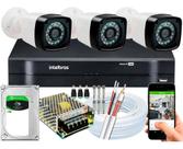 Kit Cftv 3 Cameras Segurança 1080p Full Hd Dvr Intelbras 1tb