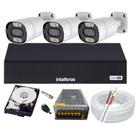 Kit Cftv 3 Cameras Segurança 1080p Full Hd Imagem Colorida a Noite + Dvr Intelbras 4ch Kit Cftv 3 Cameras Segurança 1080p Full Hd Imagem Colorida a Noite + Dvr Intelbras 4ch