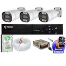 Kit Cftv 3 Câmeras Segurança Colorida Dia Noite Full Color 2mp 1080p 20m Dvr Full Hd 4 Ch 500gb