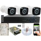Kit Cftv 3 Cameras Segurança digital Hd Dvr full hd com hd 500gb