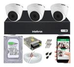 Kit Cftv 3 Câmeras Segurança Dome 1mp Dvr Intelbras Mhdx1104 Kit Cftv 3 Câmeras Segurança Dome 1mp Dvr Intelbras Mhdx1104