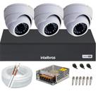 Kit Cftv 3 Câmeras Segurança Dome Ir Dvr Mhdx Intelbras 4 canais Kit Cftv 3 Câmeras Segurança Dome Ir Dvr Mhdx Intelbras 4 canais