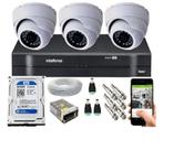 Kit Cftv 3 Câmeras Segurança Dome Ir Dvr Mhdx Intelbras C/Hd