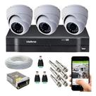 Kit Cftv 3 Câmeras Segurança Dome Ir Dvr Mhdx Intelbras