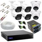 Kit cftv 4 bullets 2 dome 2mp 20m imagens noturnas coloridas com dvr 8 canais sem hd