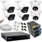 Kit cftv 4 bullets 2 dome 2mp 20m imagens noturnas coloridas dvr 8 canais com hd