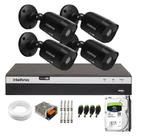 Kit Cftv 4 Cameras 1220 Bullet Black Full Hd + Dvr Mhdx 3104 C/Hd 1Tb