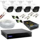 Kit cftv 4 cameras 2mp 20m imagens noturnas coloridas dvr 4 canais com ft 10a sem hd Kit cftv 4 cameras 2mp 20m imagens noturnas coloridas dvr 4 canais com ft 10a sem hd