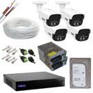 Kit cftv 4 cameras 2mp 20m imagens noturnas coloridas dvr 4 canais com hd 1tb