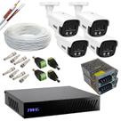 Kit cftv 4 cameras 2mp 20m imagens noturnas coloridas dvr 4 canais sem hd