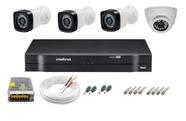 Kit cftv 4 cameras de segurança full hd 1080p 1 internas dome e 3 externas bullet dvr 4ch Intelbras full hd