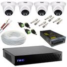 Kit cftv 4 cameras dome 2mp 20m imagens noturnas coloridas dvr 4 canais com ft 10a sem hd