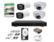 Kit Cftv 4 Câmeras Infravermelho Segurança 1mp 20m Dvr Full Hd 4 Ch c/ Hd c/conectores