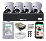 Kit Cftv 4 Câmeras Segurança Dome Full Hd 1080p 2mp Dvr Mhdx 1104 Intelbras