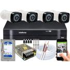 Kit Cftv 4 Cameras Segurança Hd Dvr Intelbras MHDX C/ HD 500GB