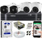 Kit Cftv 4 Câmeras Segurança Intelbras 1 Mega 20m infra e Dvr Mhdx c/hd 1tb
