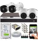 Kit Cftv 4 Câmeras Segurança Intelbras 720p + Dvr Mhdx 3104 + HD 500GB