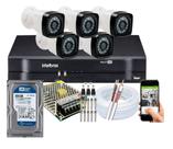 Kit Cftv 5 Cameras Segurança Hd Dvr Intelbras MHDX C/Hd 250gb
