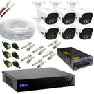 Kit cftv 6 cameras 2mp 20m imagens noturnas coloridas dvr 8 canais com ft 10a sem hd Kit cftv 6 cameras 2mp 20m imagens noturnas coloridas dvr 8 canais com ft 10a sem hd