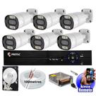 kit Cftv 6 Câmeras De Segurança Colorida Dia Noite Full Color 1080p Dvr 8 Canais Cabo E Hd interno