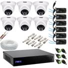 Kit cftv 6 cameras dome 2mp 20m imagens noturnas coloridas com dvr 8 e ft individual sem hd Kit cftv 6 cameras dome 2mp 20m imagens noturnas coloridas com dvr 8 e ft individual sem hd