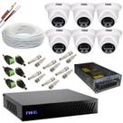 Kit cftv 6 cameras dome 2mp 20m imagens noturnas coloridas dvr 8 canais com ft 10a sem hd Kit cftv 6 cameras dome 2mp 20m imagens noturnas coloridas dvr 8 canais com ft 10a sem hd