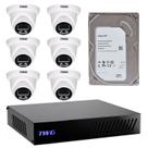 Kit cftv 6 cameras dome 2mp 20m star plus dvr 8 canais hd sem cabeamento