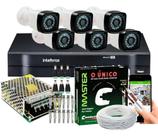 Kit Cftv 6 Cameras Segurança 1mp Hd Dvr Intelbras 8ch Full Hd Ip