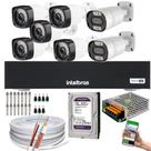 Kit Cftv 7 Cameras 5 cam full hd 2 cam full color Dvr Intelbras 8ch C/HD 1TB PURPLE