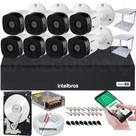 Kit Cftv 8 Câmeras de Segurança Hd Intelbras 1120b G6 Dvr 8 Canais MHDX 320GB + 2 Grade de Proteção
