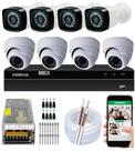 Kit cftv 8 cameras de segurança infravermelho hd + dvr 8ch Intelbras full hd + Acessórios