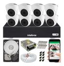 Kit Cftv 8 Câmeras Dome Hdcvi 1mp Dvr Intelbras E Mhdx 1008