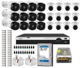 Kit Cftv Dvr 32 Canais Intelbras 1232mhdx 24 Câmeras Hd 720p
