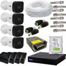 Kit cftv dvr 4 canais + 4 câmeras + 100mt cabo full hd twg