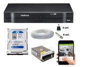 Kit Cftv Dvr Intelbras Mhdx Cabo E Conectores c/Hd