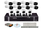 Kit cftv intelbras 16ch + 16 cameras + acessorios