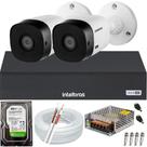 Kit Cftv Intelbras 2 Câmeras Segurança Full Hd 1220b 1080p Dvr 4 canais Hd 250gb