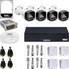 Kit Cftv Intelbras 4 Cameras Segurança Full Color Vhd 1120b dvr 4ch full hd ip com hd 500gb
