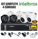 Kit cftv intelbras completo 4 câmeras ahd 720p dvr 4 canais Kit cftv intelbras completo 4 câmeras ahd 720p dvr 4 canais