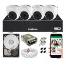 Kit cftv intelbras completo 4 câmeras dome 1120d hd 500gb Kit cftv intelbras completo 4 câmeras dome 1120d hd 500gb